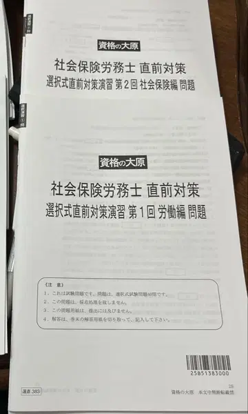 [새상품 미사용] 오하라 2025년 사회보험노무사 선택식 직전 대책 연습