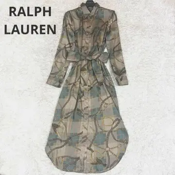 새상품급 RALPH LAUREN 롱 셔츠 원피스 스카프 패턴