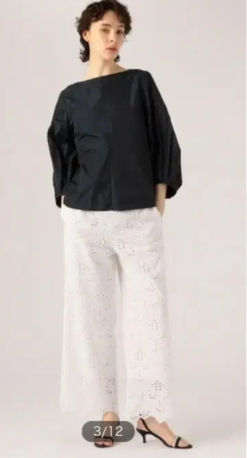 Ballsey 다마스크 자수 세미 와이드 팬츠