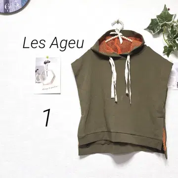 9728 Les Ageu 후드 부착 슬리브리스 티셔츠 풀오버