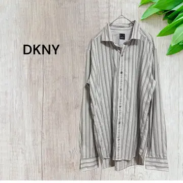 DKNY 셔츠 상의 긴팔 스트라이프 면 100 비즈니스 캐주얼