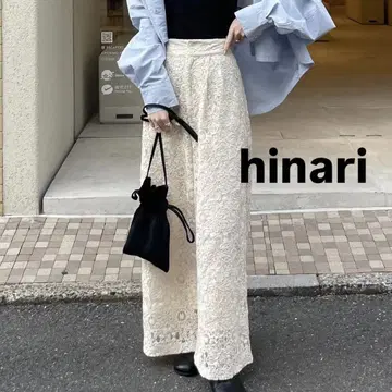 hinari / 플라워 레이스 턱 팬츠