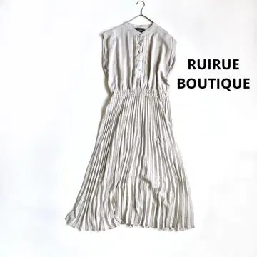 RUIRUE BOUTIQUE 프렌치 슬리브 플리츠 롱 원피스