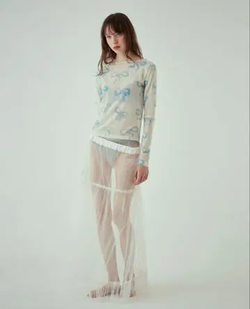 아사기뇨 BABY BLUE RIBBON 시스루 TOPS