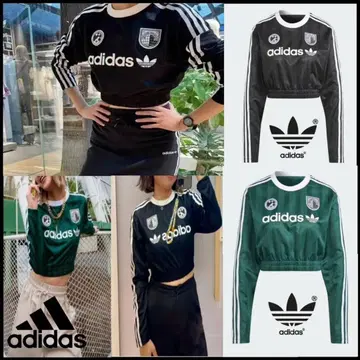 adidas Originals 크롭 티셔츠 블랙 M