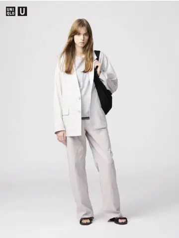 유니클로U UNIQLO 코튼 와이드 팬츠 택 포함 새상품 라이트 퍼플