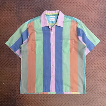 60-70년대 VTG Buffums 멀티 스트라이프 셔츠 박스 실루엣