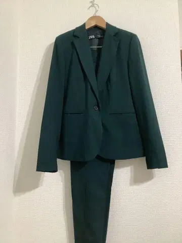 자라 셋업 수트 자켓 팬츠 다크 그린