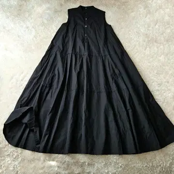 45R 수빈 플레인 원피스 슬리브리스 드레스 플레어 블랙 표기 2