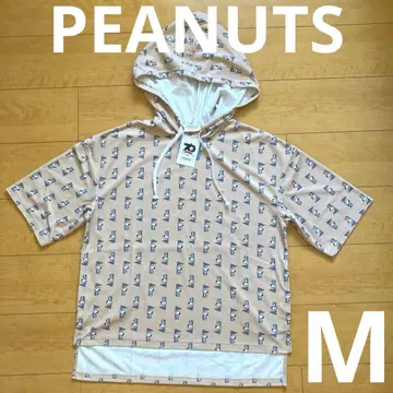 [미사용 새상품] PEANUTS 스누피 후드 부착 반팔 룸웨어 베이지