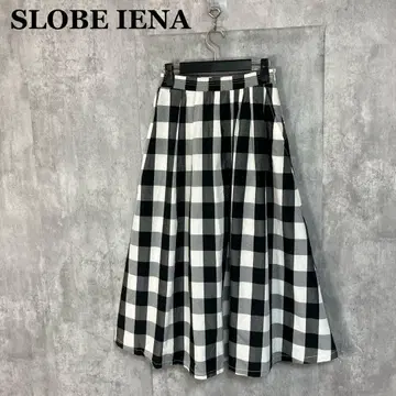 SLOBE IENA 깅엄 랜덤 턱 스커트 36