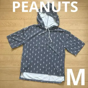 PEANUTS 스누피 후드 반팔 룸웨어 블루 그레이 M