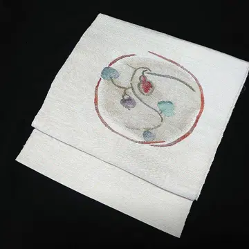 순수 실크 손으로 짠 나고야 오비(약 24cm) [ 히사고 ]