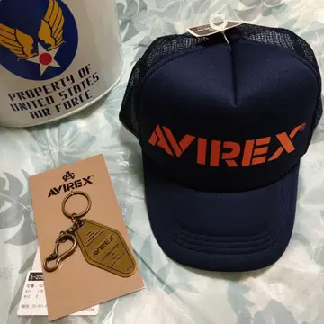 AVIREX 미사용 메쉬 캡+메탈 키링