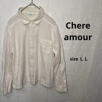 쉐르아무르 Chereamour 셔츠 LL 스트라이프 화이트 긴팔 새상품급