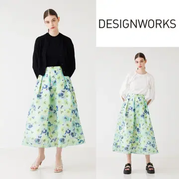DESIGNWORKS 디자인 웍스 플라워 프린트 롱 스커트 [M]