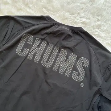 CHUMS 참스 자수 로고 뒷면 프린트 로고 나일론 반팔 티셔츠