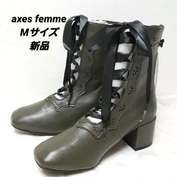 [ axes femme ] 레이스업 길리 부츠 M 카키 나비 참