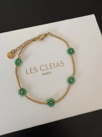 LES CLEIAS 꽃 모티브 팔찌 (그린 화이트) 2세트