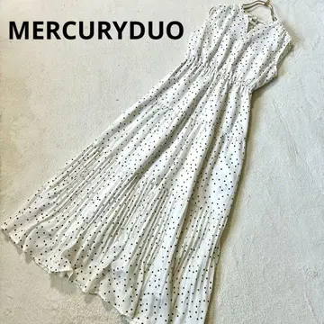 MERCURYDUO 백리본 도트 원피스 화이트 S 플리츠