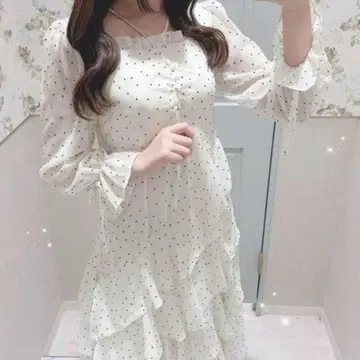 evelyn 도트 티어드 원피스