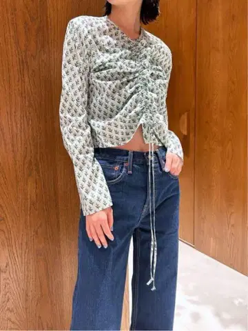 2024SS 리버티 프린트 개더 프릴 블라우스 BACCA