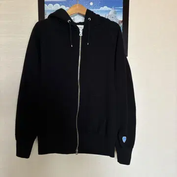ORCIVAL 프렌치 테리 지퍼 후드티 블랙