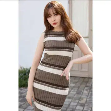 herlipto CottonStriped Ribbed Knit Dress