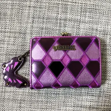 미사용 새상품 안나수이 가마구치 접이식 지갑 ANNA SUI 퍼플