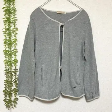 크로커다일 crocodile [LL] 파이핑 가디건 그레이 로고