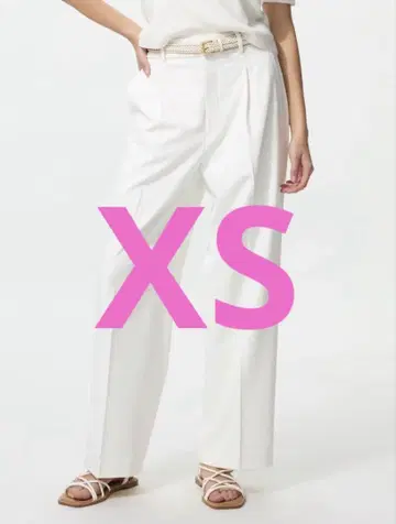 유니클로 턱 와이드 팬츠 화이트 XS
