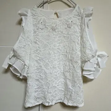 LIZ LISA 리즈리사 반팔 레이스 블라우스 리본 슬리브 상의