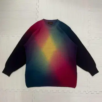 vintage 니트 올 패턴 멀티 컬러 캐주얼 아메카지 개성파