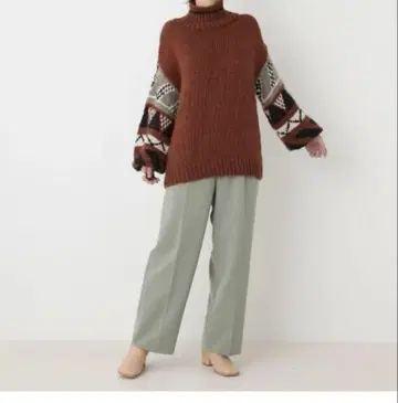 2020 AW 블랙바이마우지 자카드 니트 탑 긴팔