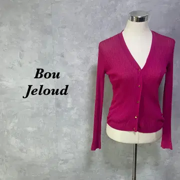 Bou Jeloud 니트 가디건 리브 타이트 핑크 퍼플 4286