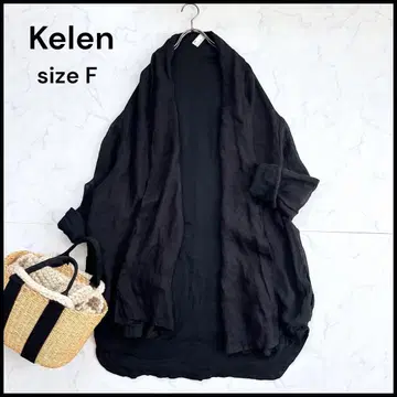 kelen 린넨 100% 긴팔 가디건 [ F ] 블랙 나