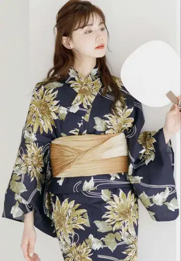 Dita 디타 유카타 [여름 색 해바라기 가락(남색)]
