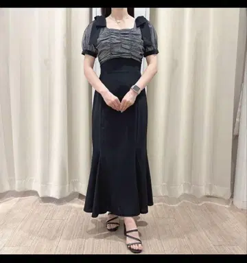 AnMILLE 안미르 도킹 개더 리본 OP 블랙