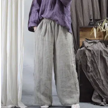 내추럴 소박 심플 린넨 와이드 팬츠