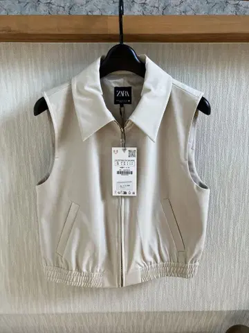 미사용 자라 ZARA 라이트 베이지 ZIP 셔츠 베스트 S