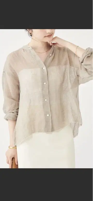 CALMER Plage Mesh 린넨 셔츠