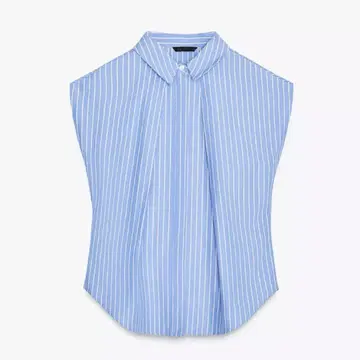 [새상품] ZARA 스트라이프 슬리브리스 포플린 셔츠