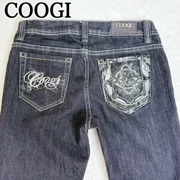 레어 [ COOGI ] 쿠지 스키니 데님 팬츠 자수 블랙 y2k