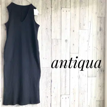 새상품 antiqua 안티카 슬리브리스 와플 맥시 원피스 블랙