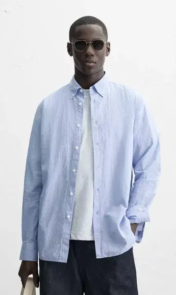 택 포함 새상품 ZARA 레귤러 핏 링클 가공 셔츠 L