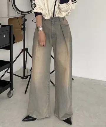 JEANASIS 지나시스 턱 데님 와이드 팬츠 S 사이즈