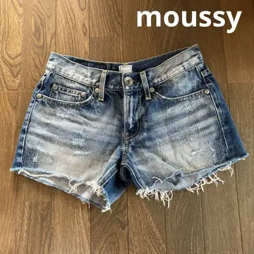 moussy 마우지 새상품급 데미지 데님 숏팬츠 블루