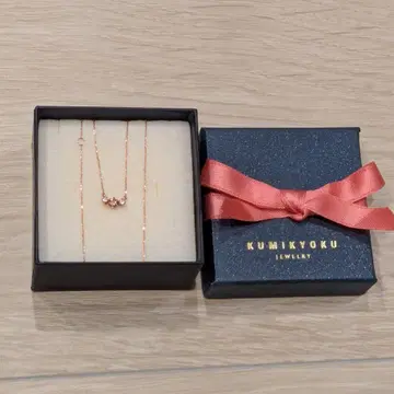 KUMIKYOKU 핑크 골드 K10 목걸이 가로 3연석