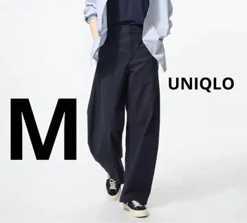 UNIQLO 저지 배럴 레그 팬츠 네이비 M