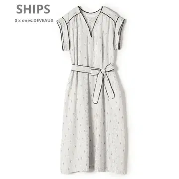 SHIPS 스트라이프 자카드 카프탄 원피스 벨트 일본제